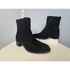 Splendid Black Ankle Boots Block Heel Side Zip Women's Size 11M Neutral Minimal